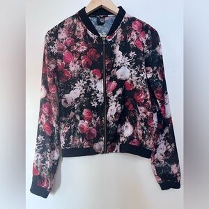 Floral Zip Up Sweater Jacket